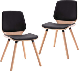 vidaXL - Eetkamerstoelen - 2 - st - kunstleer - zwart