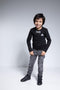 Tygo & Vito - Jongens T-shirt - Longsleeve met capuchon - zwart - Maat 110/116