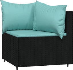 vidaXL - 3-delige - Loungeset - met - kussens - poly - rattan - zwart