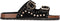 PS Poelman EMMIE - Dames Sandalen - Zwarte Suède met Gouden Details - Hakhoogte 2.5 cm