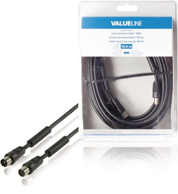 Valueline Vlsb40010b100 Coax Antennekabel 100 hz Coax Mannelijk - Coax Vrouwelijk 10,0 M Zwart
