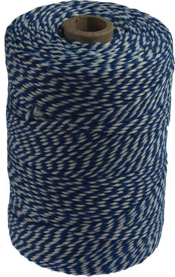 Katoentouw, blauw-wit, klos van 200 g, ongeveer 200 m