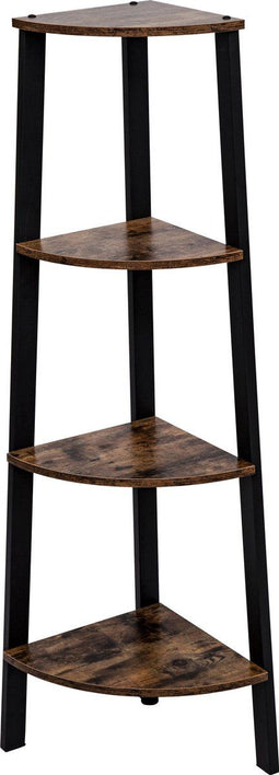 Hoekkast Stoer metaal hout industrieel design boekenkast 125 cm hoog zwart