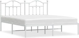 vidaXL - Bedframe - met - hoofdbord - metaal - wit - 180x200 - cm