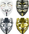 Feest - Gezichtsmasker - Eindexamenfeest - Anonymous masker - 4Pack Wit/Zwart/Grijs/Goud