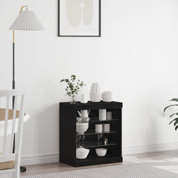 vidaXL - Sideboard - met - LED-verlichting - Zwart - Eiken - 60,5x37x67 - cm