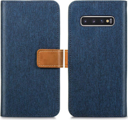 iMoshion Hoesje Geschikt voor Samsung Galaxy S10 Hoesje Met Pasjeshouder - iMoshion Luxe Canvas Bookcase - Donkerblauw
