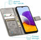 iMoshion Hoesje Geschikt voor Samsung Galaxy A22 (5G) Hoesje Met Pasjeshouder - iMoshion Klavertje Bloemen Bookcase - Grijs