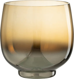 J-Line windlicht Rond - glas - geel/zilver - large