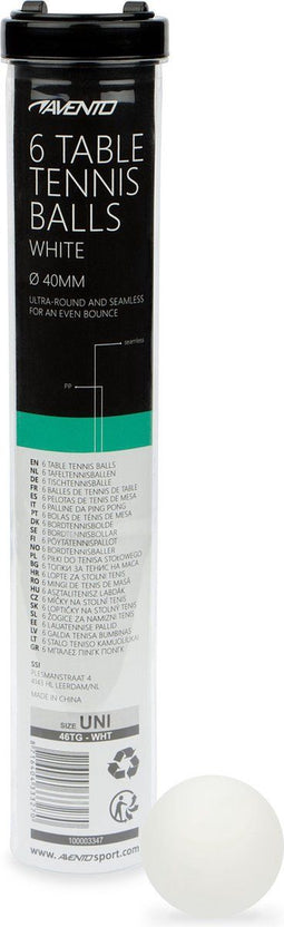 Avento Tafeltennisballen - Pingpongballen - Naadloos - Wit (6 stuks)