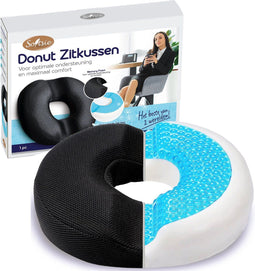 Softsie Donut Zitkussen - Orthopedisch Ergonomisch - Traagschuim Ademend Antislip - Zwart
