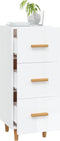 vidaXL - Dressoir - 34,5x34x90 - cm - bewerkt - hout - hoogglans - wit