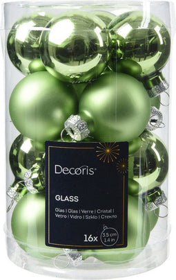 Kerstballen glas d3.5 cm g.thee 16st