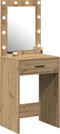 vidaXL - Kaptafel - met - LED - Lichten - - - Artisan - Eik - 50x41x135 - cm