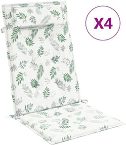 vidaXL - Stoelkussens - 4 - st - hoge - rug - bladpatroon - oxford - stof