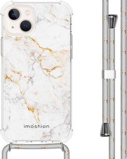iMoshion Hoesje Geschikt voor iPhone 13 Hoesje Met Koord - iMoshion Design Hoesje met Koord - Wit / White Marble