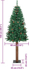 vidaXL - Kerstboom - met - echt - hout - en - dennenappels - smal - 150 - cm - PVC - groen