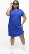 ONLY CARMAKOMA CARKAYLEE - Dames Jurk - Katoen met korte mouwen - Strong Blue - M-46/48