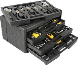 Toolland Gevulde gereedschapskoffer - 99-delig - 4 uitneembare inlays - Zwart (99 stuks)