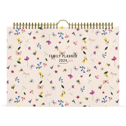 Lannoo Graphics - Family Calender - Familie kalender - 2024 - FLOWERS - All-over - 4 Talig - 310 x 220 mm