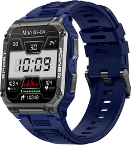 Valante AuraFit Smartwatch - Smartwatch Dames en Heren - Blauw - 46 mm - Stappenteller - Hartslagmeter - Saturatiemeter - Bellen via Bluetooth