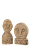 J-Line figuur Afrikaans Maskers - hout - naturel - 2 stuks