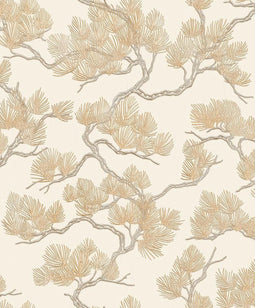 DUTCH WALLCOVERINGS Behang Pine Tree crèmekleurig