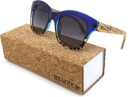 Bluxer® Zonnebril - Hippe Zonnebril Gepolariseerd - UV400 Lens - Glossy Plastic Frame - Ebony Wood -