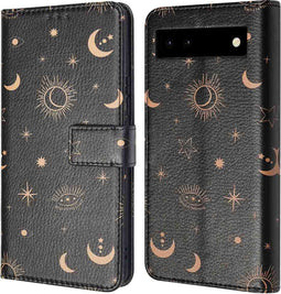 iMoshion Hoesje Geschikt voor Google Pixel 6a Hoesje Met Pasjeshouder - iMoshion Design Bookcase smartphone - Zwart / Sky Black