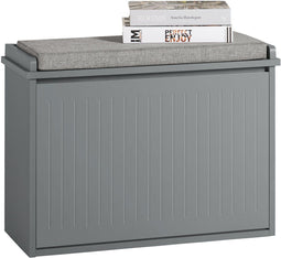 SoBuy FSR98-HG - Schoenenbank - Opbergbank met Kussenzitting - Grijs