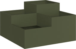 vidaXL - Tuinbak - 80x80x48 - cm - Olijfgroen - Staal