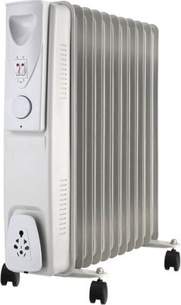 Iso Trade elektrische olieradiator kachel met thermostaat 3 standen 11 kamers 2500W tot 35m2 wit - Elektrische verwarmen - Bezuinigen