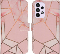 iMoshion Hoesje Geschikt voor Samsung Galaxy A33 Hoesje Met Pasjeshouder - iMoshion Design Softcase Bookcase - Roze / Pink Graphic