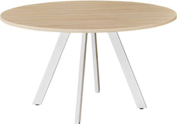 Ronde vergadertafel 120cm Victory kleur frame Aluminium (RAL9006) kleur blad Antraciet eiken