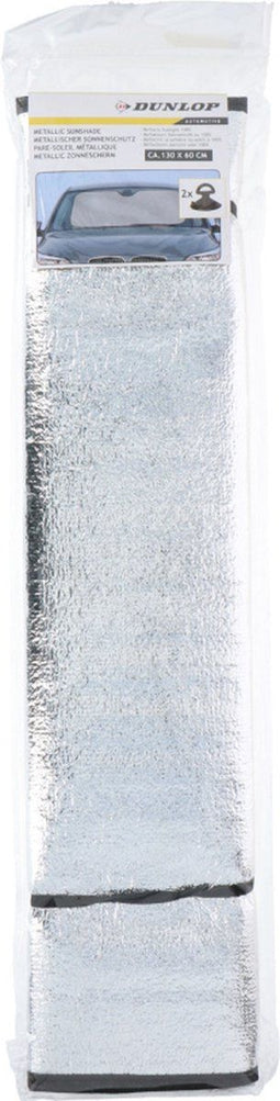 Dunlop Zonnescherm - 130 X 60 Cm - Zilver - zonnescherm - zilver zonnescherm Anti UV scherm - warmte werend voorruit hoes - auto zonnescherm - zonnescherm voorruit - UV weerkaatsend - universeel - Autoruit Deken - Cover - Afdekzeil Folie - zonwering