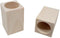Houten Pennenbakje vierkant met ronde opening berkenhout 5,9cmx5,9cmx9,6cm