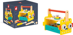 Janod Brico'Kids - Robot Gereedschapskist - 2 in 1 Gereedschapskist en Mini-Werkbank - Inclusief 30 Accessoires