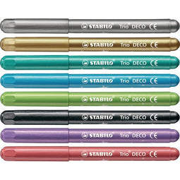 STABILO Trio DECO - Metallic Viltstift - Met Extra Dikke Punt 3,0 mm - Etui Met 8 Kleuren