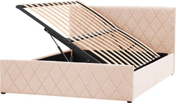 ROCHEFORT - Tweepersoonsbed - Beige - 140 x 200 cm - Fluweel