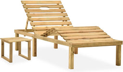 vidaXL - Ligbed - met - tafel - geïmpregneerd - grenenhout