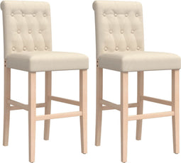 vidaXL - Barstoelen - 2 - st - massief - rubberhout - en - stof