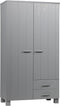 WOOOD Dennis Kast Met Laden - Grenen Geborsteld - Grijs - 202x111x55