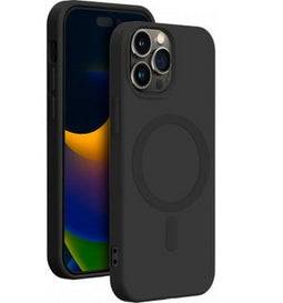 Bigben Connected iPhone 15 Pro Max - Siliconen Telefoonhoesje - MagSafe compatibel - Zwart