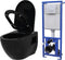 vidaXL - Hangend - toilet - met - verborgen - stortbak - keramiek - zwart