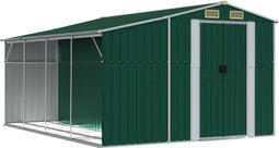 vidaXL - Tuinschuur - 277x365,5x179 - cm - gegalvaniseerd - staal - groen
