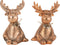 J-Line kerstfiguur Eland - porselein - koper - small - 2 stuks