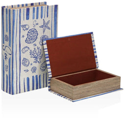 Versa - Decoratieve Doos - Boek ontwerp - Blauw (2 stuks)