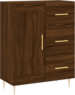 vidaXL - Dressoir - 69,5x34x90 - cm - bewerkt - hout - bruin - eikenkleur