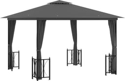 vidaXL - Prieel - met - zijwanden - en - dubbel - dak - 3x3 - m - antracietkleurig