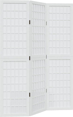 vidaXL - Kamerscherm - met - 3 - panelen - massief - paulowniahout - wit